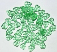 50 10x8mm Transparent Light Green Leaf Beads